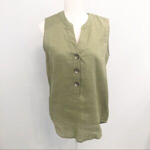 NWT Harve Bernard Linen olive sleeveless t…